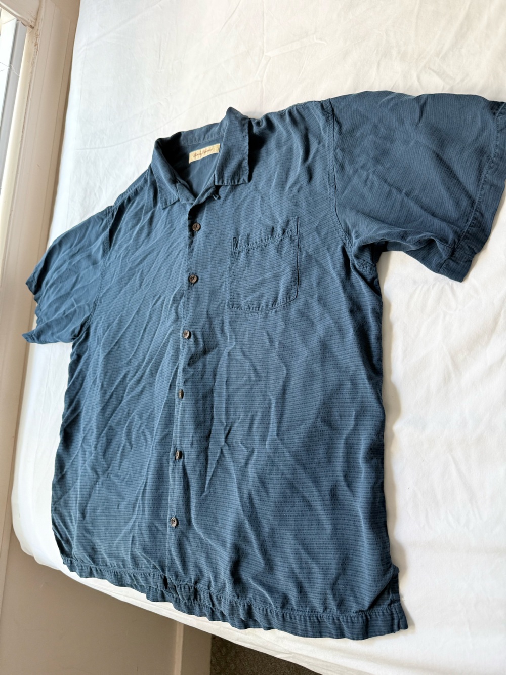 Tommy Bahama Blue silk Textured Casual Button-Down Shirt men’s xl - Picture 12 of 12